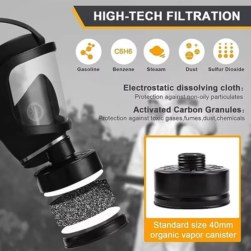 Full Face Gas Mask with Chemical Respirator Filter