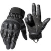A pair of black tactical PU leather finger gloves shown against a white background.
