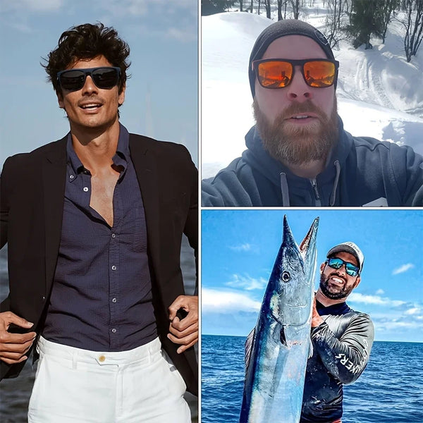 Classic Square Polarized Sunglasses with UV400 Protection for Driving, Fishing & Outdoor Wear