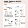 Diagram showing various ways to wear the product, including wrist strap and thumb hole placement.