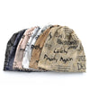 Vintage Letter Print Beanie Hat with Fleece Lining