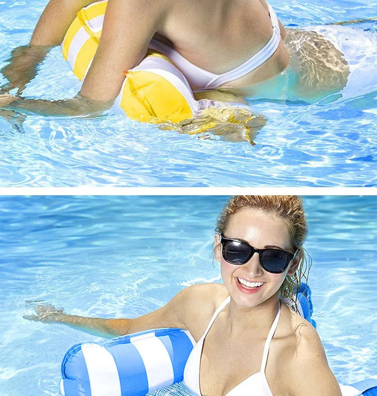 Striped Inflatable Pool Hammock for Adults