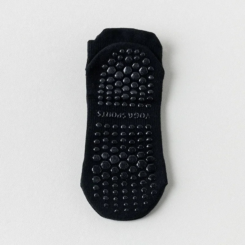 Chaussettes de yoga et de fitness noires à semelle texturée