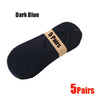 Dark blue breathable boat socks packaged in a 5 pair set.