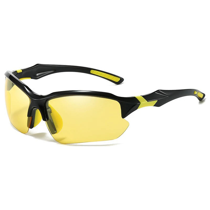 Yellow-tinted polarized sunglasses with black and yellow accents for outdoor activities