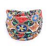 A colorful bohemian stretch cotton headband featuring intricate patterns and gold accents.