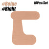 Cinta kinesiológica beige en forma de letra minúscula c para soporte de pulgar y articulación.
