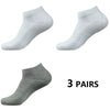 Tres pares de calcetines deportivos de algodón gris claro para hombre y mujer