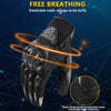 Black motorcycle racing gloves featuring breathable honeycomb mesh for heat insulation