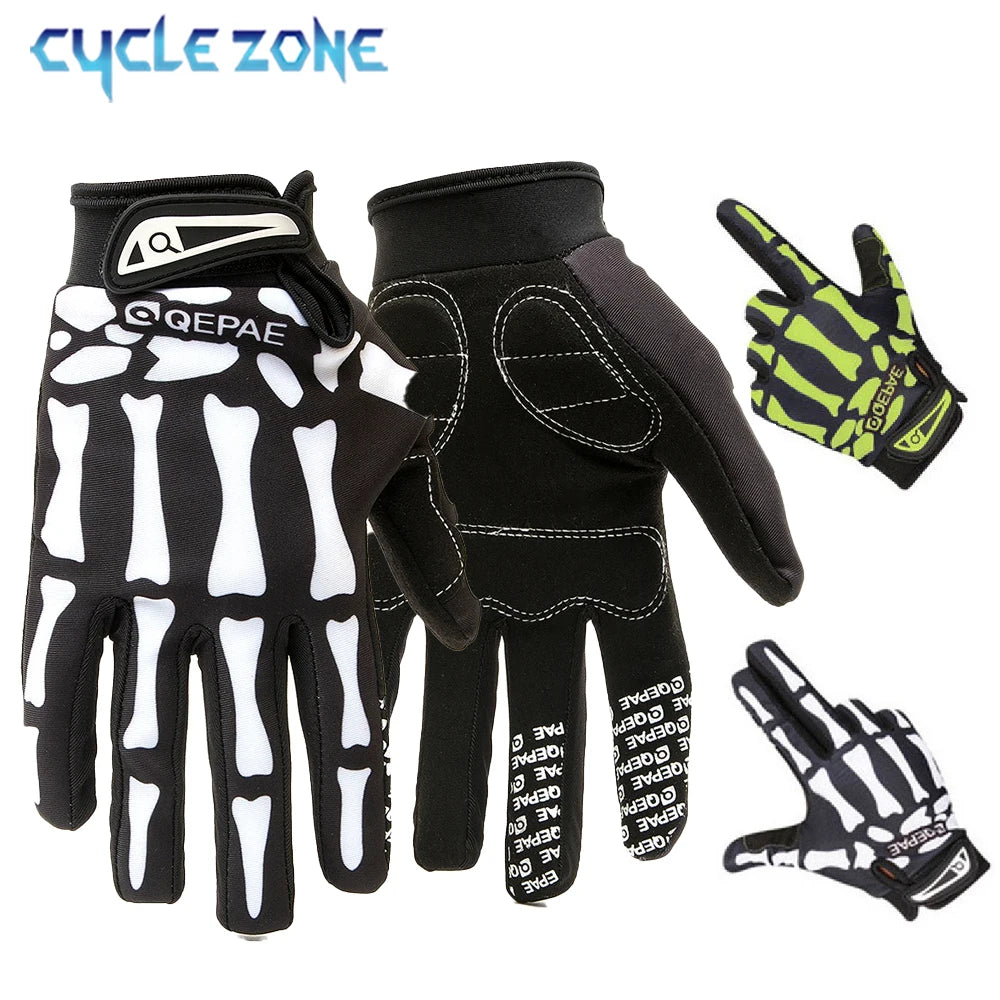 Un juego de guantes de ciclismo anti-resbalantes negros y blancos con varios diseños y colores.