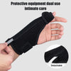 Black protective equipment dual use intimate care brace shown on a hand with a detachable feature.