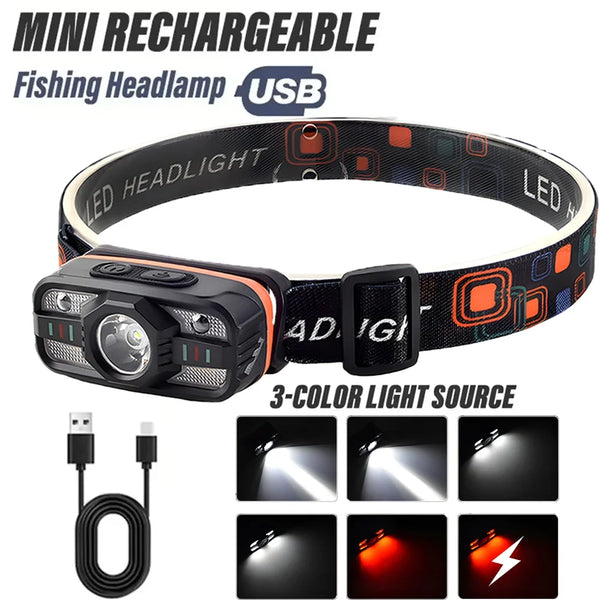 USB Rechargeable LED Headlamp with 6 Lighting Modes
