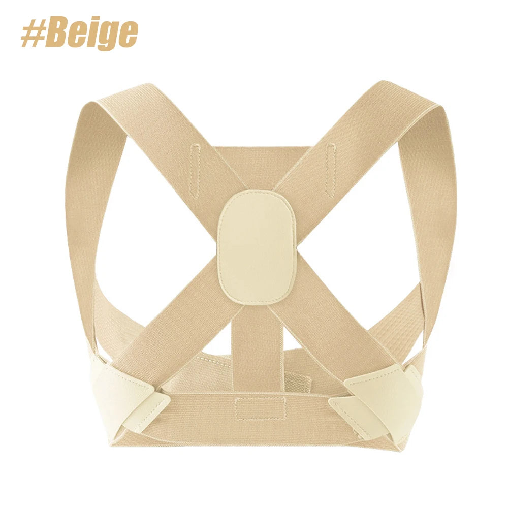 A beige posture corrector back brace designed for spine and shoulder support.