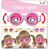 A collection of pink novelty glasses featuring heart designs and various colors for parties and cosplay.