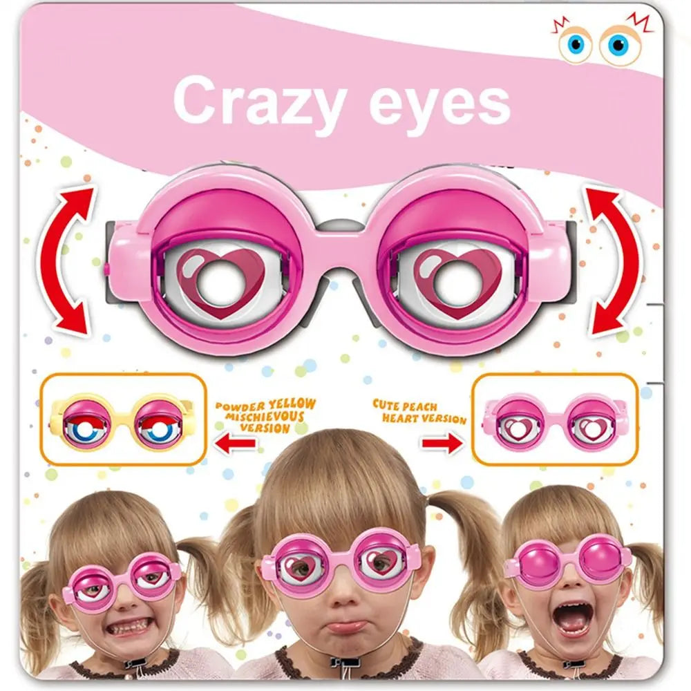 A collection of pink novelty glasses featuring heart designs and various colors for parties and cosplay.