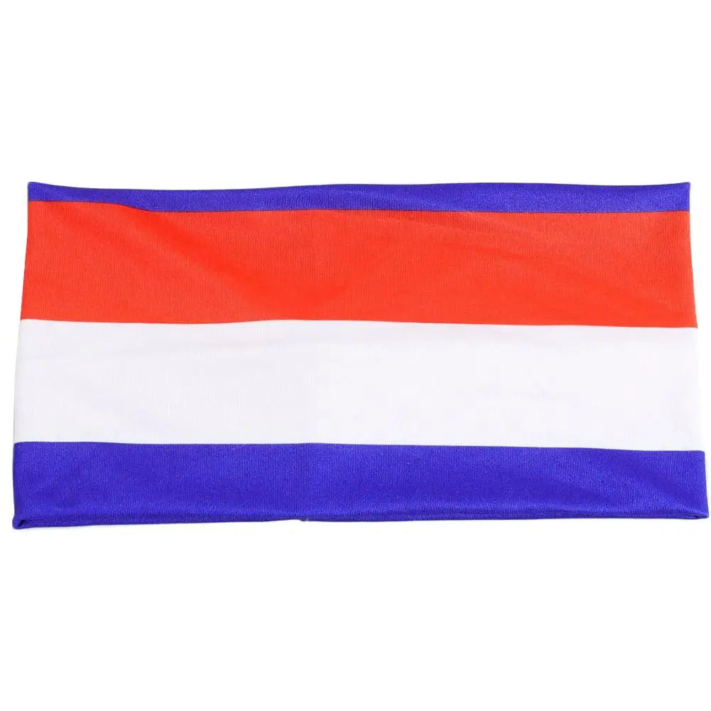 Bandeau à motif rayé horizontal avec des couleurs rouge, blanc et bleu.