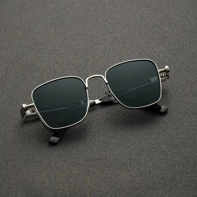 Vintage Steampunk Square Sunglasses with Metal Frame