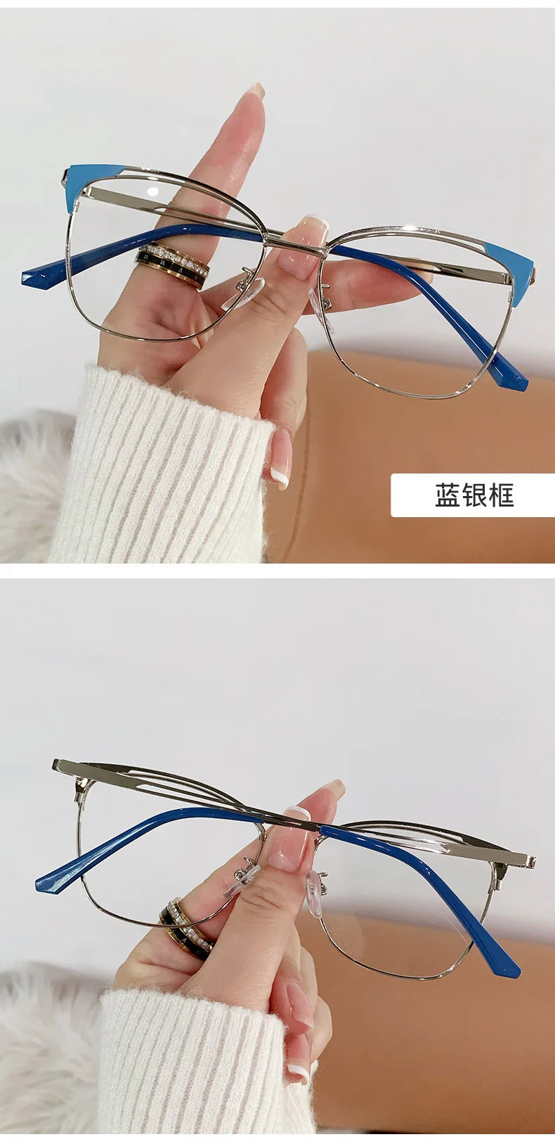 Retro Cat Eye Glasses with Blue Light Blocking & Photochromic Lenses