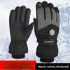 A pair of black and gray Sportly ski gloves designed for winter sports.