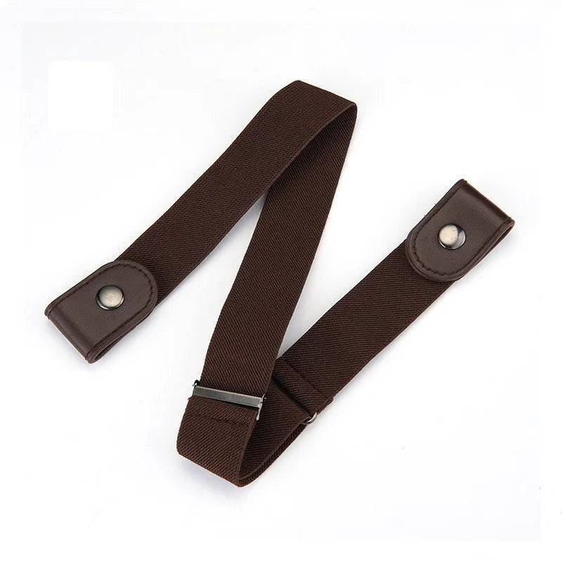 A dark brown invisible stretch elastic belt for jeans and pants.
