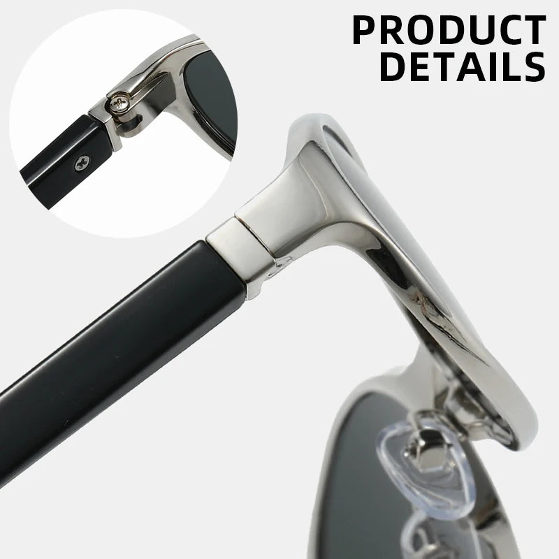 Retro Oval Sunglasses with Slim Metal Frame