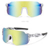 A pair of black and yellow-tinted sunglasses shown in both positive (front) and 45-degree side views.