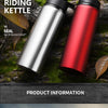 A silver and red leakproof portable aluminum kettle is shown outdoors on mossy ground.