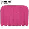 A set of five bright pink kinesiology tapes for sports recovery.