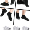 A collection of black and gray athletic running socks for men and women shown in various angles.