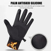 Black palm antiskid silicone gloves shown with a close-up of the textured grip surface