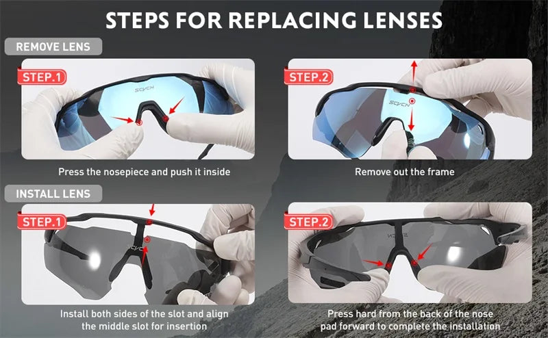 Polarized Sport Sunglasses with 3 Interchangeable Lenses