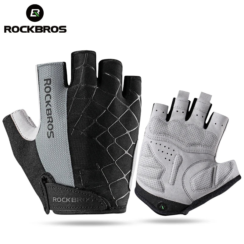 A pair of black and gray Rockbros cycling gloves for MTB and sports
