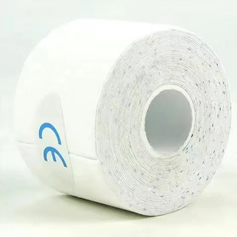Roll of white kinesiology tape used for athletic recovery