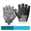A pair of black anti-slip yoga and fitness gloves shown against a white background.