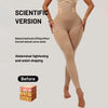 A model wearing beige high-waist compression shaping leggings, demonstrating the fit and features.