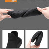 Close-up of black flexible mesh fabric used in athletic shoes for quick drying and breathability