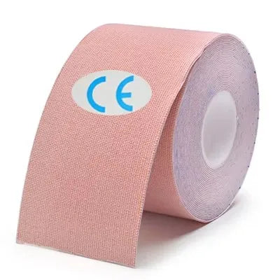 Rollo de cinta kinesiológica rosa con marca CE