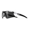 A black and white sports sunglasses model shown from the side.