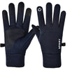 Une paire de gants de vélo bleu foncé avec contrôle du pouce et marquage sportif.