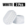 Two white silicone jawline exercisers for facial toning.
