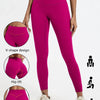A model wears bright magenta high-waist yoga leggings demonstrating V-shape design and hip lift features.
