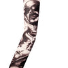 A black and white graphic design printed on a long seamless tattoo sleeve.