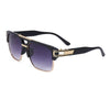 Classic retro square sunglasses with black frames and gold accents