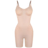 A nude-colored full body shapewear bodysuit for slimming, shown from the front.