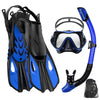Premium 3-in-1 Snorkeling Set with Panoramic Mask, Dry Snorkel, and Adjustable Fins