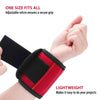 A black and red velcro wristband is shown being worn on a hand, demonstrating a secure grip for hardware storage.