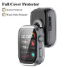 A clear protective case for a smartwatch, showing options for screen and watch body protection.