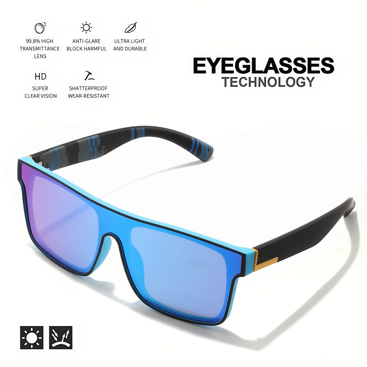 Classic Square Sunglasses with UV400 Protection
