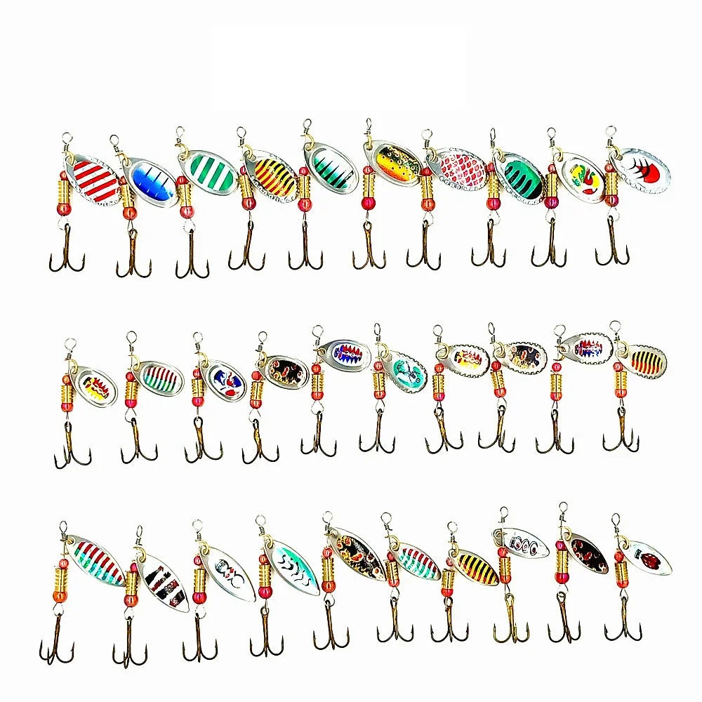 Metal Spinner Fishing Lure Kit (30 Pieces)