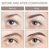 Before and after comparison showing the results of an automatic electric eyebrow trimmer and shaper on eyebrows.